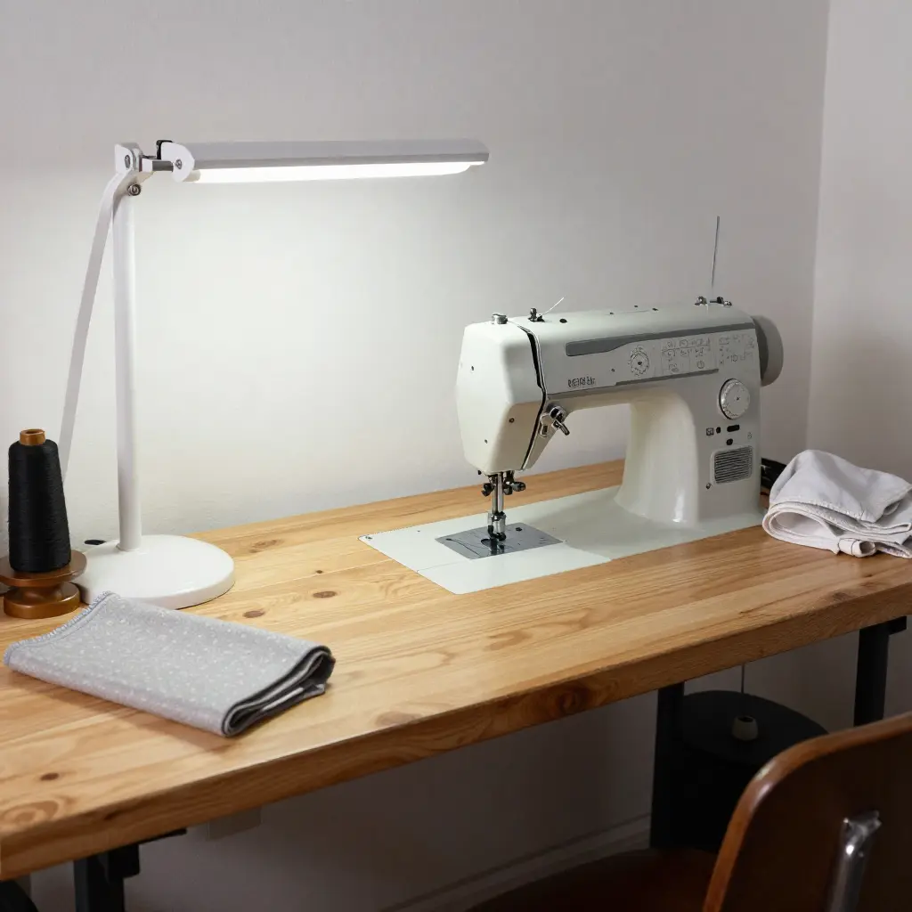 Professional tailor workspace with sewing equipment